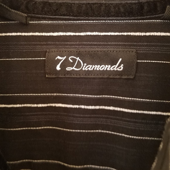 7 Diamonds Black & White Striped Dress Shirt Sz S - Picture 3 of 6